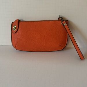 Joy Susan Orange Wristlet Crossbody Clutch Vegan Leather